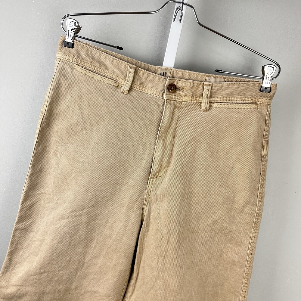 GAP High Rise Wide Leg Crop Tan Denim Jeans Womens 10 Preppy Casual Boho